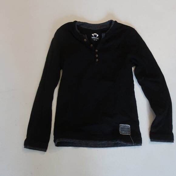 Youth Boys Appaman Black Gray Stripe Long Sleeve Layered Henley T-Shirt 10 - Picture 2 of 6
